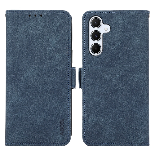 For Samsung Galaxy S24 5G ABEEL Frosted Magnetic RFID Leather Phone Case(Blue) for samsung galaxy a15 khazneh custer genuine leather rfid phone case black