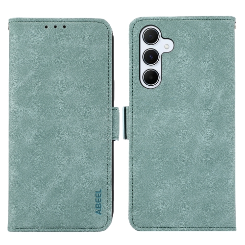 

For Samsung Galaxy S24 5G ABEEL Frosted Magnetic RFID Leather Phone Case(Cyan)