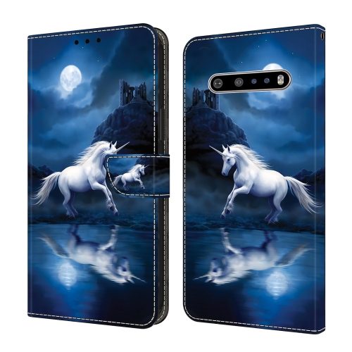 

For LG V60 ThinQ 5G Crystal Painted Leather Phone case(White Horse)