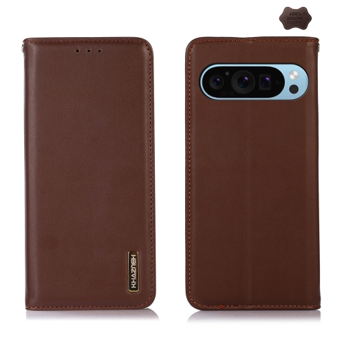 

For Google Pixel 9 KHAZNEH Nappa Top Layer Cowhide Leather Phone Case(Brown)