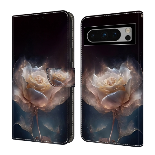 

For Google Pixel 9 Pro Crystal Painted Leather Phone case(Peony)