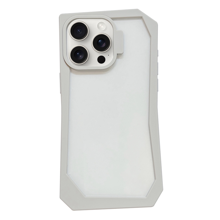 

For iPhone 15 Pro Max Creative Irregular Frame Shockproof Phone Case(White)