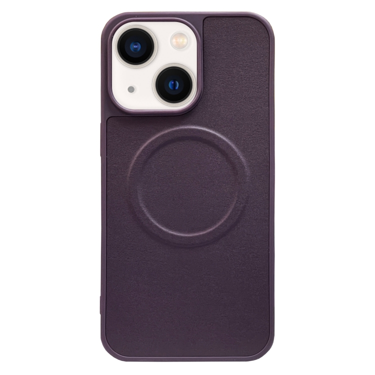 

For iPhone 14 2 in 1 MagSafe Magnetic Silicone Leather Phone Case(Purple)
