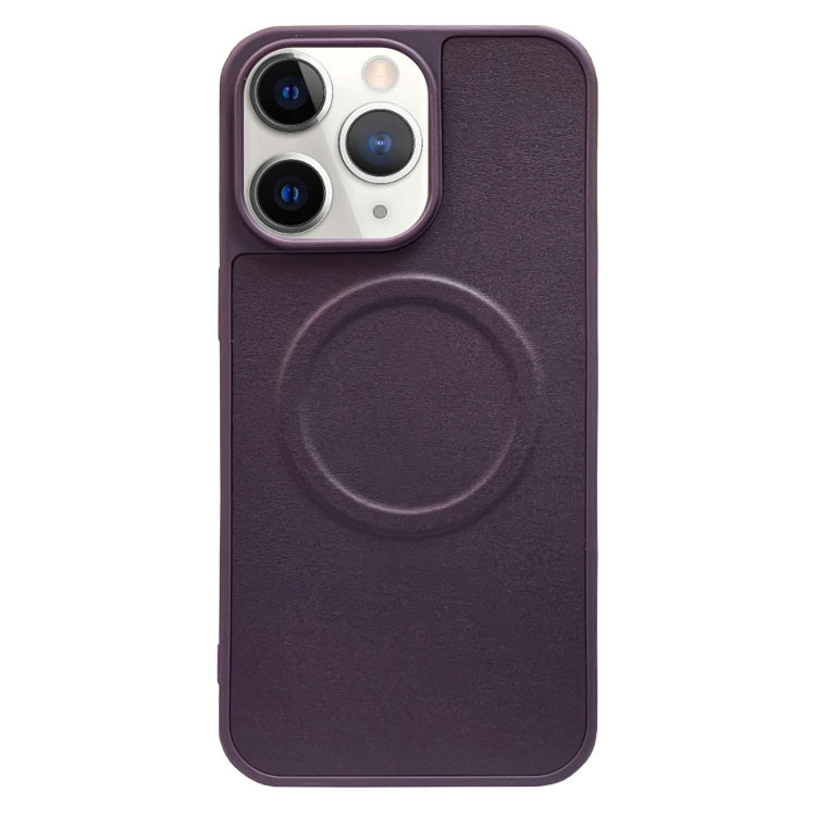 

For iPhone 11 Pro Max 2 in 1 MagSafe Magnetic Silicone Leather Phone Case(Purple)