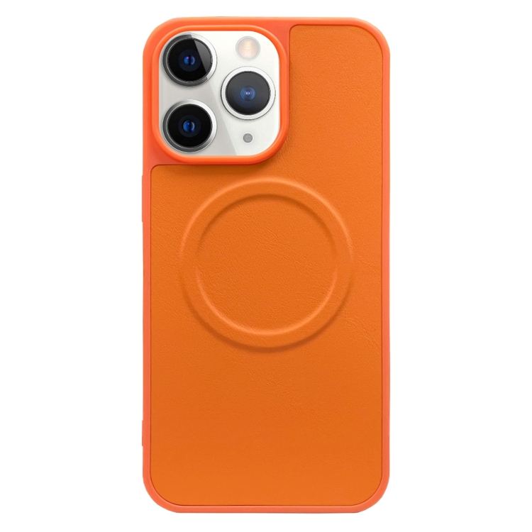 

For iPhone 11 Pro Max 2 in 1 MagSafe Magnetic Silicone Leather Phone Case(Orange)