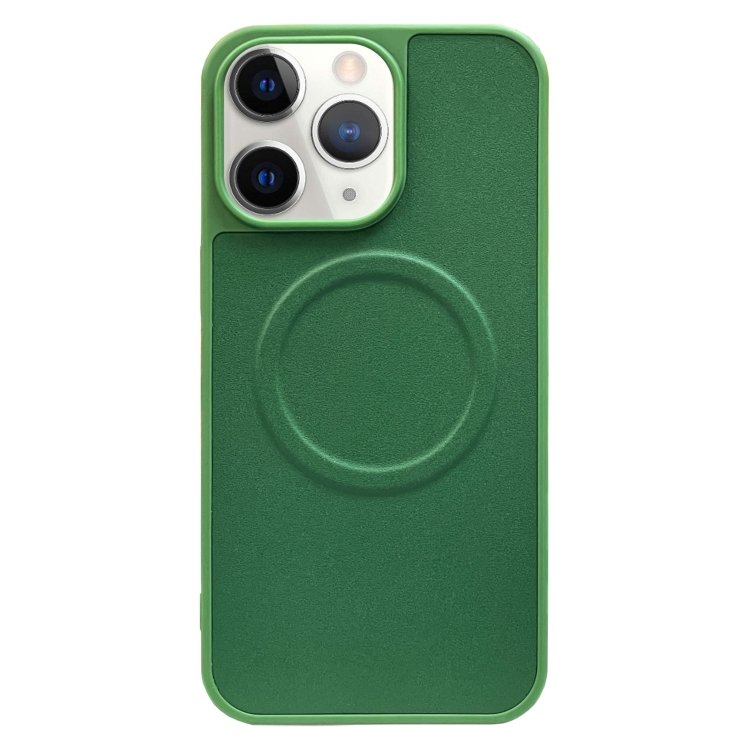 

For iPhone 11 Pro Max 2 in 1 MagSafe Magnetic Silicone Leather Phone Case(Green)