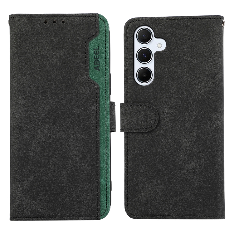 

For Samsung Galaxy S24+ 5G ABEEL Color Block Magnetic RFID Leather Phone Case(Black-Green)