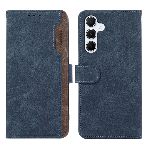 For Samsung Galaxy S24+ 5G ABEEL Color Block Magnetic RFID Leather Phone Case(Blue-Brown)