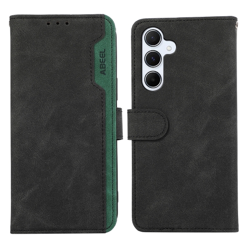 

For Samsung Galaxy S24 5G ABEEL Color Block Magnetic RFID Leather Phone Case(Black-Green)