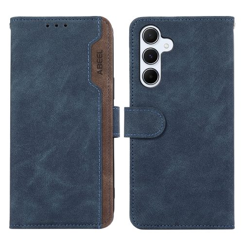 

For Samsung Galaxy S23 FE 5G ABEEL Color Block Magnetic RFID Leather Phone Case(Blue-Brown)