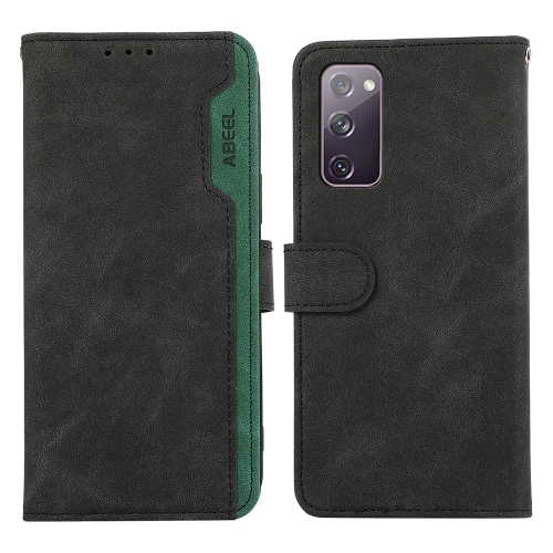 

For Samsung Galaxy S20 FE ABEEL Color Block Magnetic RFID Leather Phone Case(Black-Green)