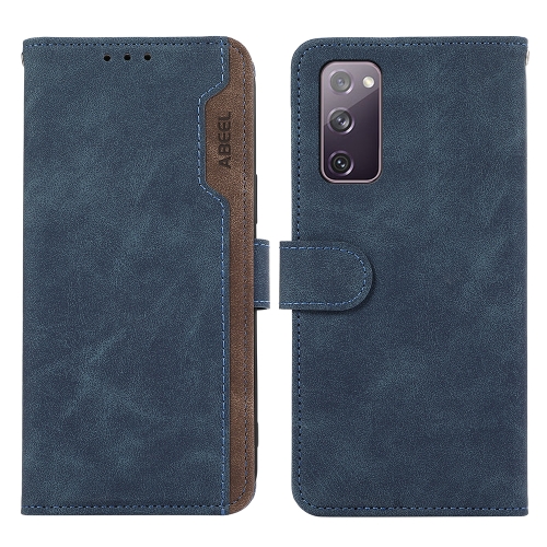 

For Samsung Galaxy S20 FE ABEEL Color Block Magnetic RFID Leather Phone Case(Blue-Brown)