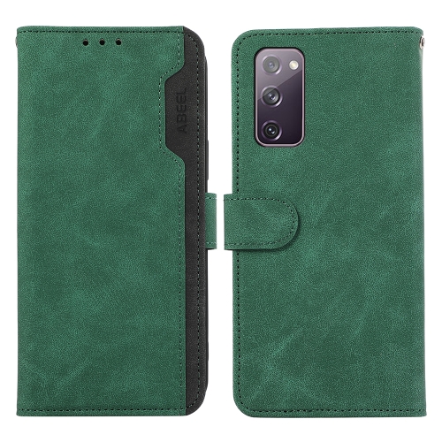 

For Samsung Galaxy S20 FE ABEEL Color Block Magnetic RFID Leather Phone Case(Green-Black)