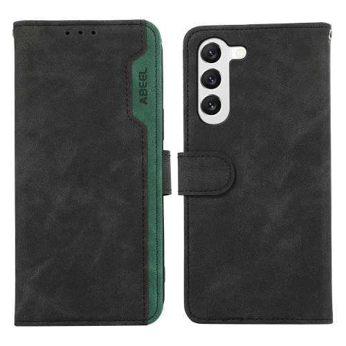 For Samsung Galaxy S22 5G ABEEL Color Block Magnetic RFID Leather Phone Case(Black-Green)