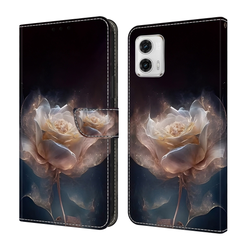 

For Motorola Moto G73 Crystal Painted Leather Phone case(Peony)