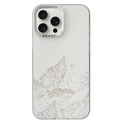 

For iPhone 15 Pro Max 2 in 1 Aurora Electroplating Frame Phone Case(Snowy Mountains White)
