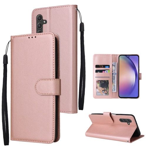 

For Samsung Galaxy A55 5G 3-Card Slots Multifunctional Leather Phone Case(Rose Gold)