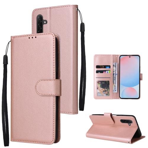 

For Samsung Galaxy A56 5G 3-Card Slots Multifunctional Leather Phone Case(Rose Gold)