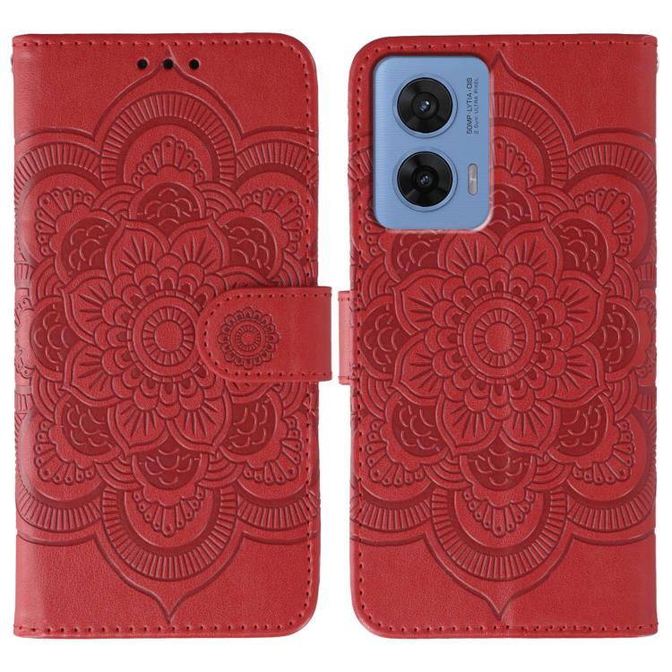 

For Motorola G96 5G Sun Mandala Embossing Pattern Phone Leather Case(Red)