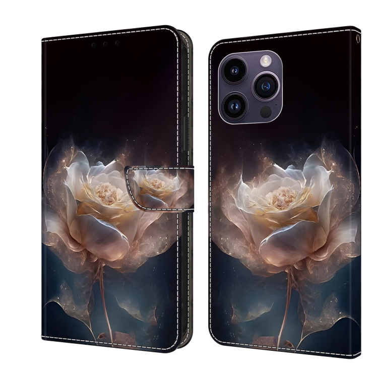 

For iPhone 15 Pro Max Crystal Painted Leather Phone case(Peony)