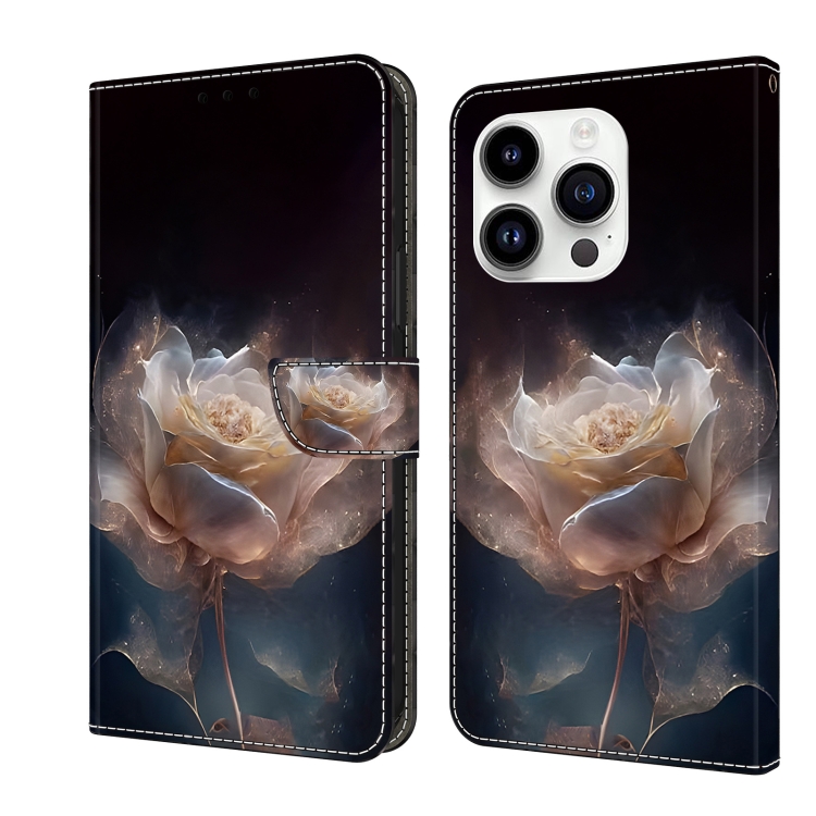 

For iPhone 15 Pro Crystal Painted Leather Phone case(Peony)
