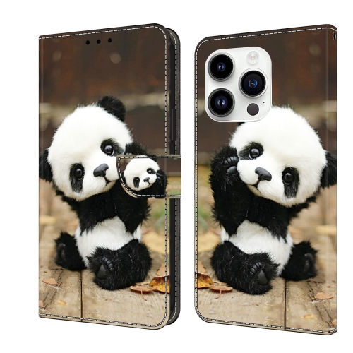 

For iPhone 15 Pro Crystal Painted Leather Phone case(Panda)