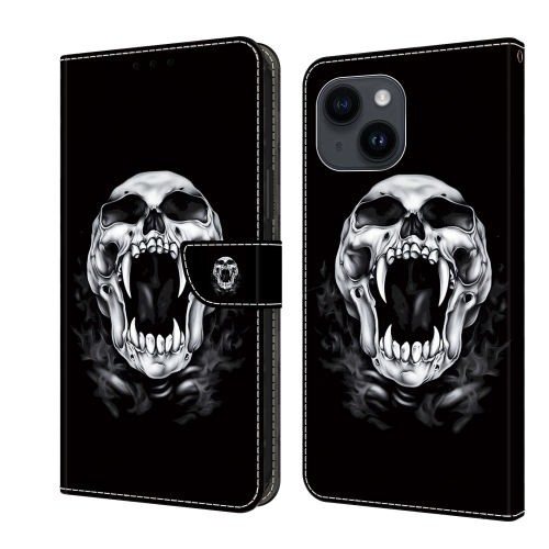 

For iPhone 14 Plus/15 Plus Crystal Painted Leather Phone case(Skull)