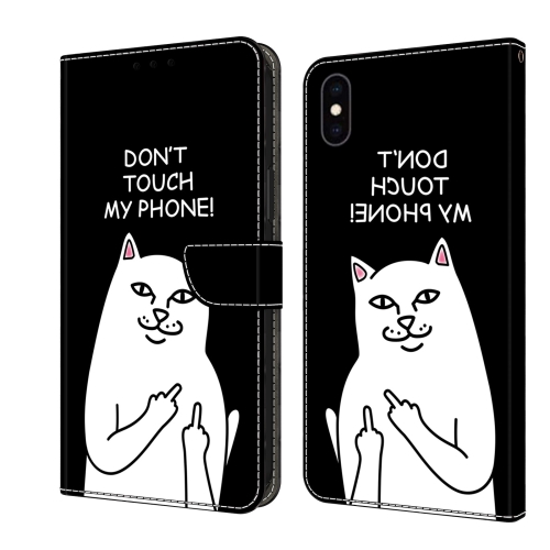 

For iPhone XS Max Crystal Painted Leather Phone case(Dont Touch My Phone)
