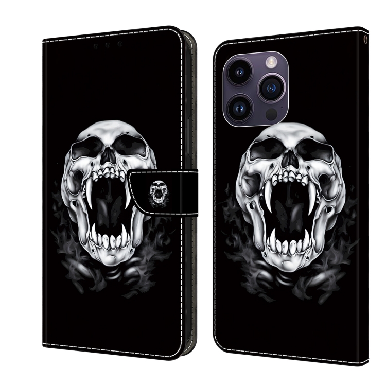 

For iPhone 14 Pro Max Crystal Painted Leather Phone case(Skull)