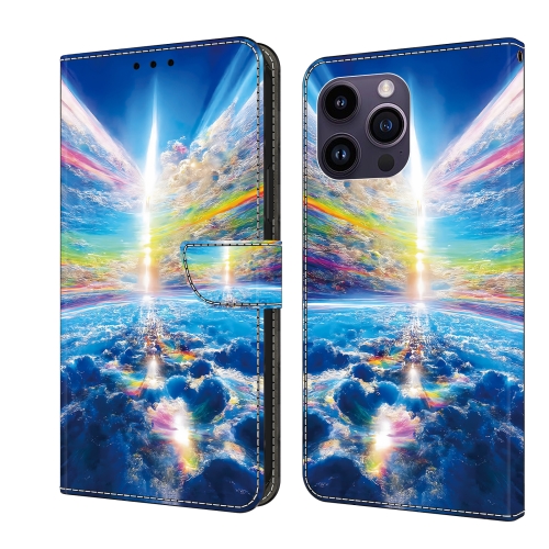 

For iPhone 14 Pro Max Crystal Painted Leather Phone case(Colorful Sky)