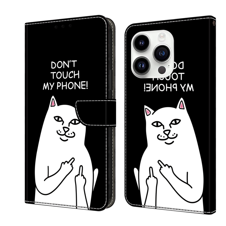

For iPhone 14 Pro Crystal Painted Leather Phone case(Dont Touch My Phone)