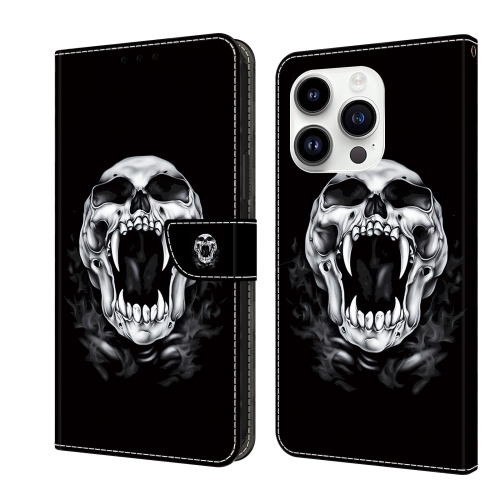 

For iPhone 14 Pro Crystal Painted Leather Phone case(Skull)