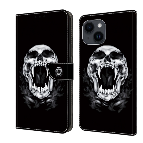 For iPhone 13 Pro Crystal Painted Leather Phone case(Skull)