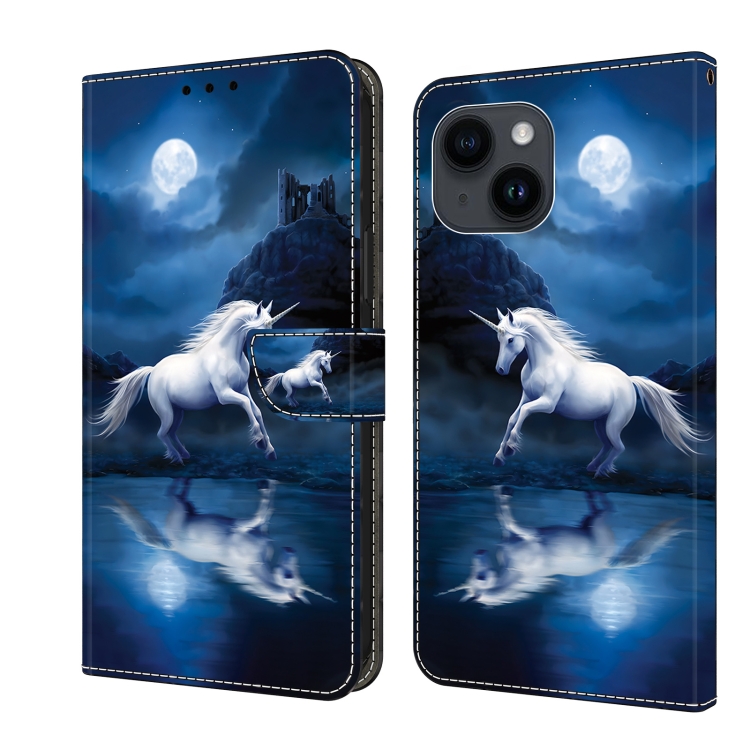 

For iPhone 11 Crystal Painted Leather Phone case(White Horse)