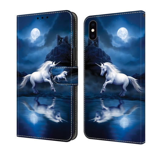 

For iPhone XR Crystal Painted Leather Phone case(White Horse)