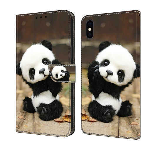 

For iPhone XR Crystal Painted Leather Phone case(Panda)