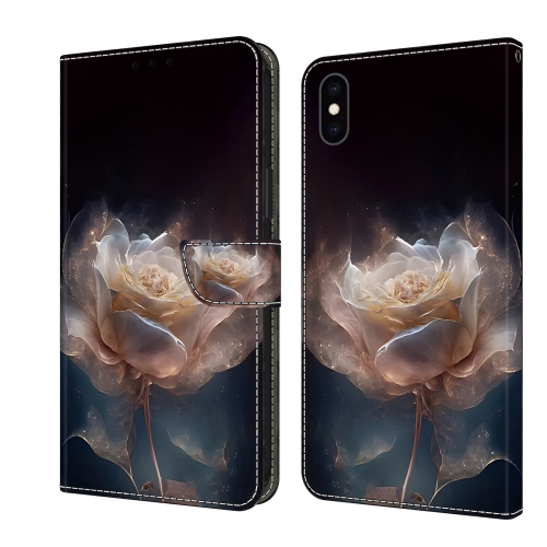 

For iPhone X / XS Crystal Painted Leather Phone case(Peony)