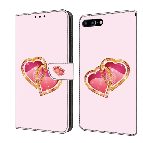 

For iPhone 8 Plus/7 Plus Crystal Painted Leather Phone case(Love Peach)
