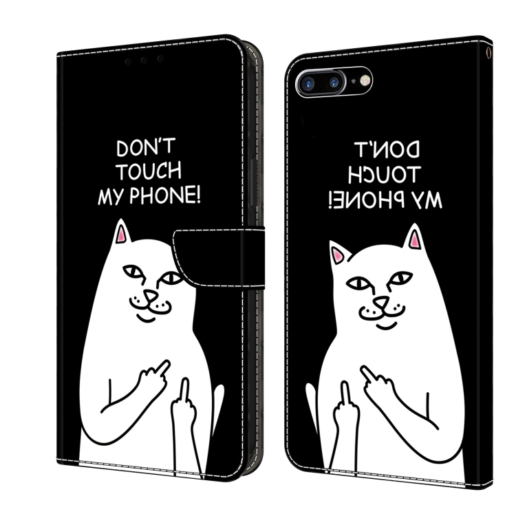 

For iPhone SE 2022/2020/8/7 Crystal Painted Leather Phone case(Dont Touch My Phone)