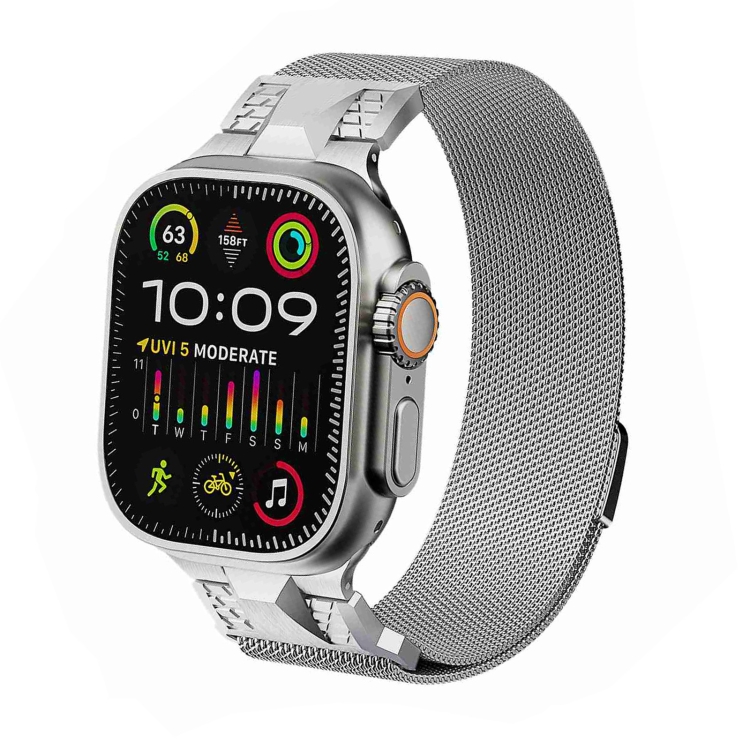 For Apple Watch Ultra 49mm Mecha Style Milanese Metal Watch Band