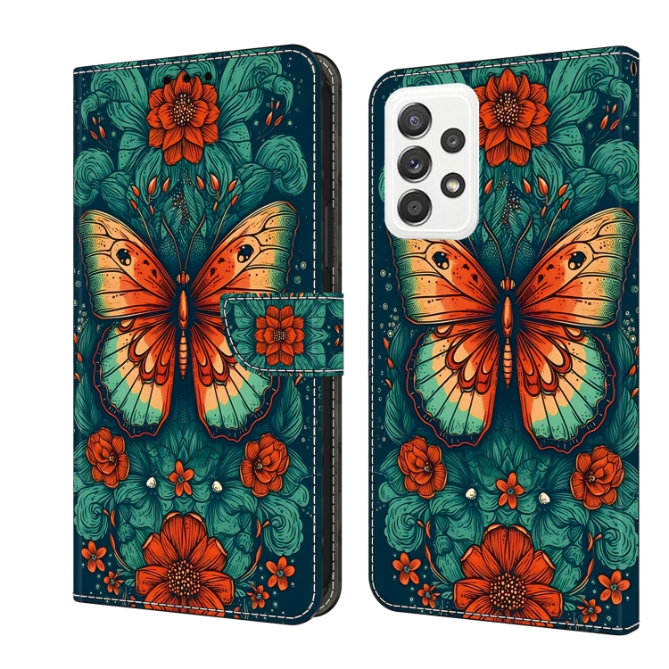 

For Samsung Galaxy M53 5G Crystal Painted Leather Phone case(Flower Butterfly)