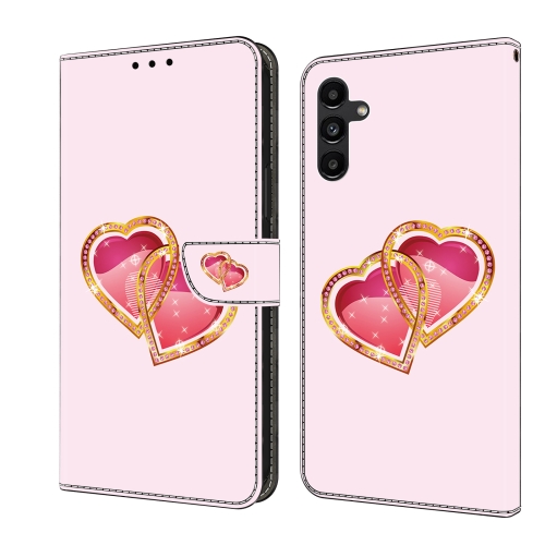 

For Samsung Galaxy S22+ 5G Crystal Painted Leather Phone case(Love Peach)