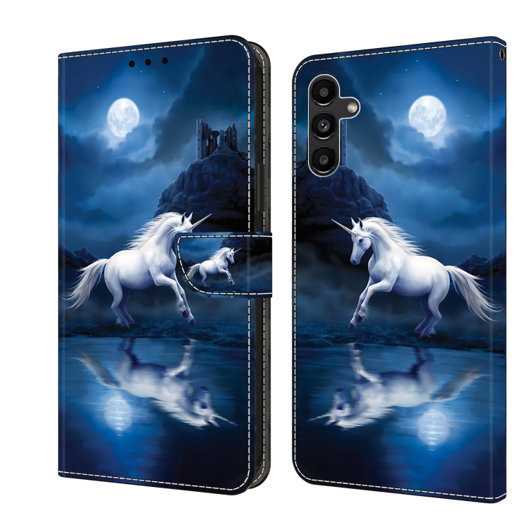 

For Samsung Galaxy S22+ 5G Crystal Painted Leather Phone case(White Horse)