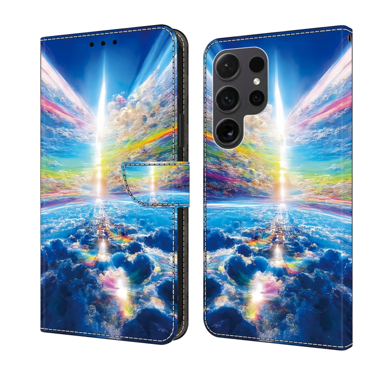 

For Samsung Galaxy S22 Ultra 5G Crystal Painted Leather Phone case(Colorful Sky)