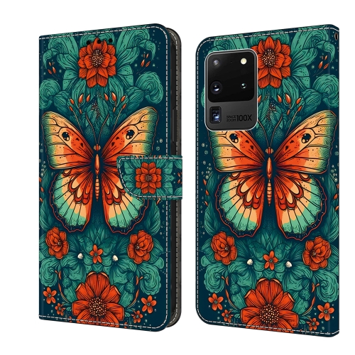 

For Samsung Galaxy Note20 Ultra 5G Crystal Painted Leather Phone case(Flower Butterfly)