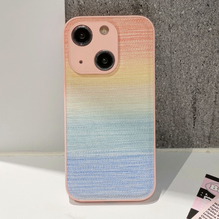 

For iPhone 15 Plus PU Coated PC Hybrid TPU Phone Case(Gradient Pink)