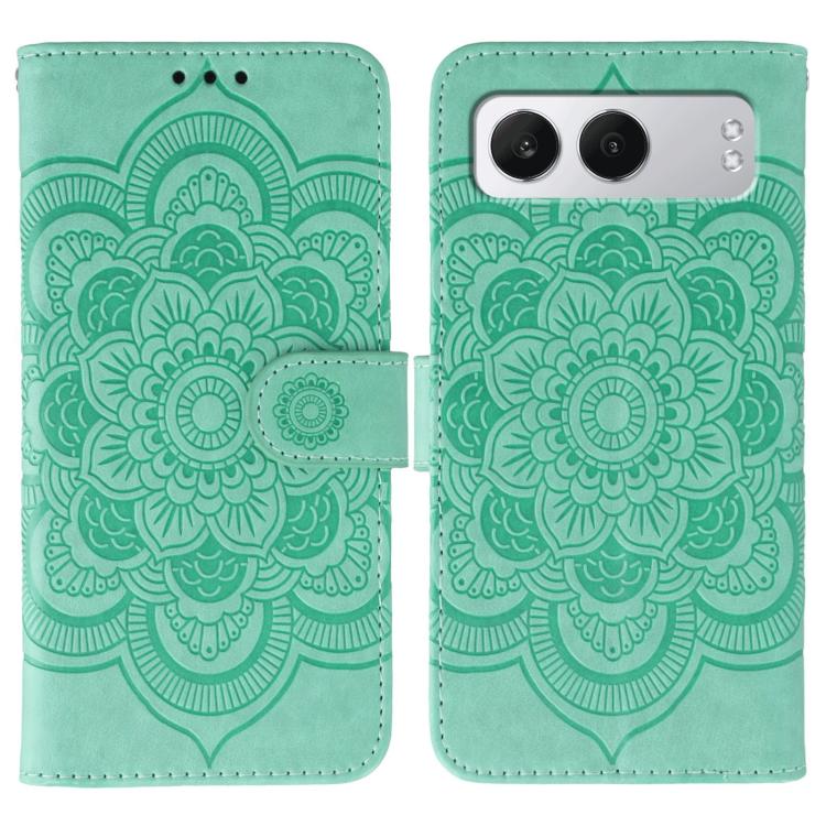 

For OnePlus Nord 4 Sun Mandala Embossing Pattern Phone Leather Case(Green)