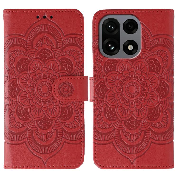 

For OnePlus 15 Sun Mandala Embossing Pattern Phone Leather Case(Red)