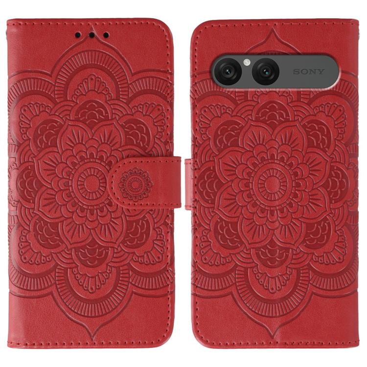

For Sony Xperia 10 VII Sun Mandala Embossing Pattern Phone Leather Case(Red)