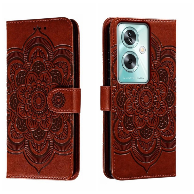 

For OPPO A79 5G Sun Mandala Embossing Pattern Phone Leather Case(Brown)